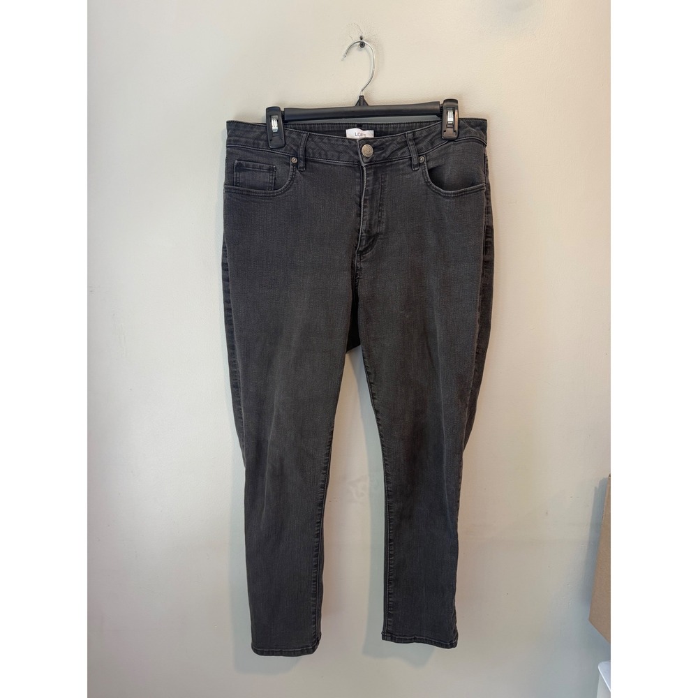 Loft Outlet‎ Womens Curvy Skinny Crop Jeans Gray Size 12 Stretch Denim Pants